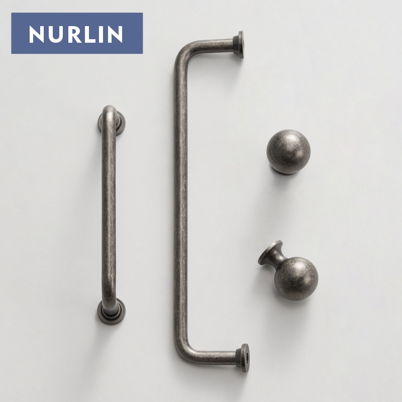 Drawer Pull Gold - Nurlin massief messing antiek zilver rond