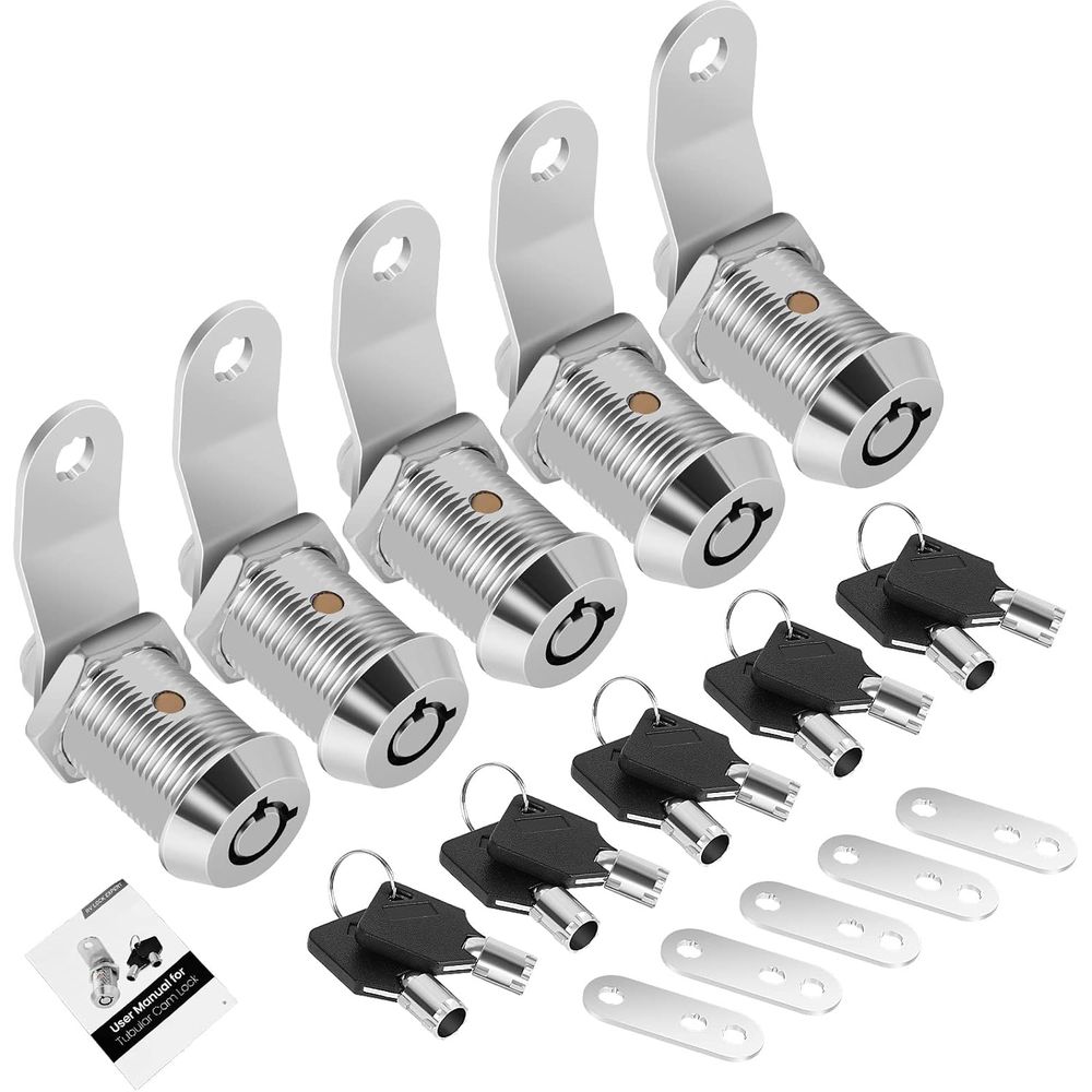 Cabinet Lock Key - 5-pack kastsloten met sleutels, 7/8” RV-opbergsloten