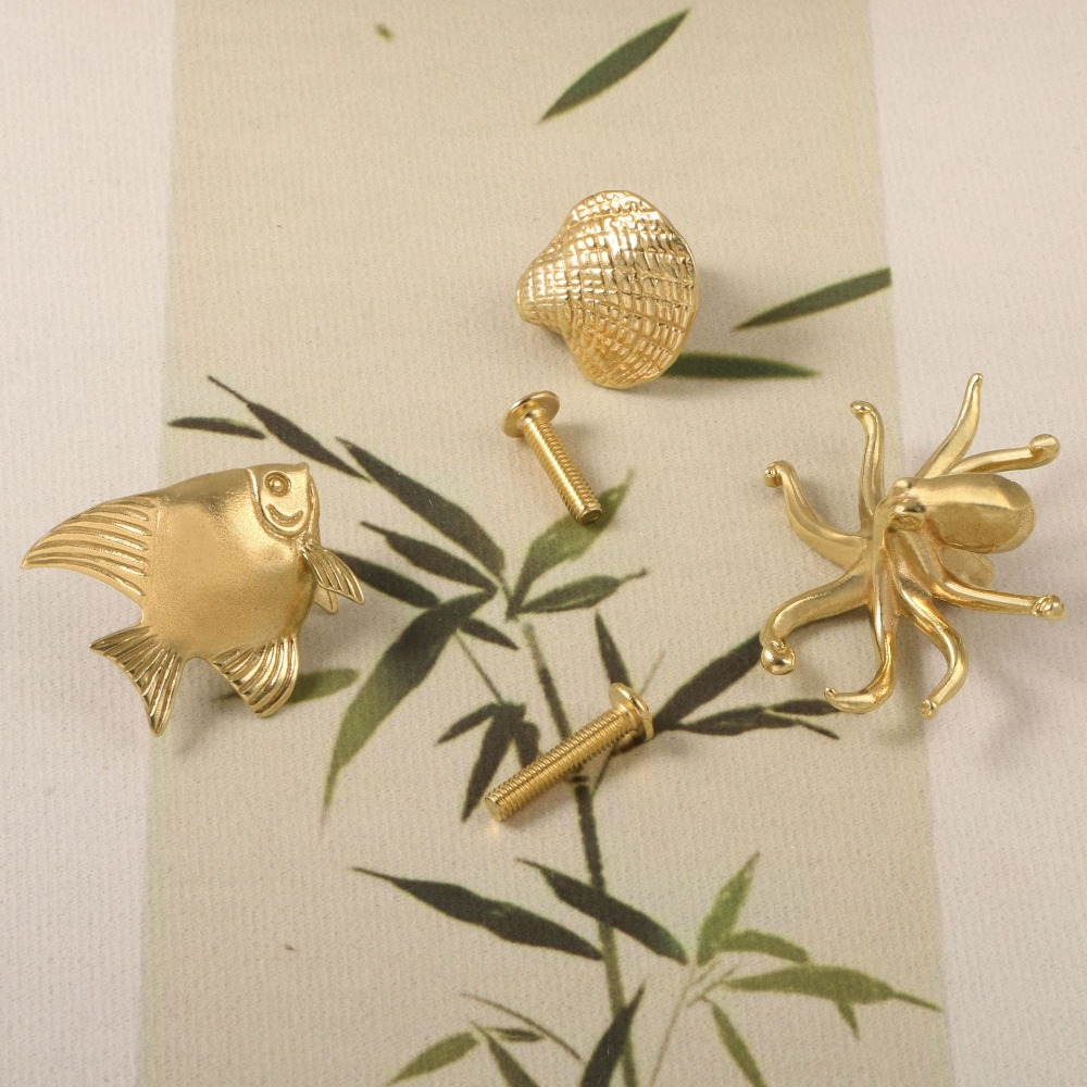 Octopus Goudkleurige schelpvis - Drawer Pull Gold recensie en prijs